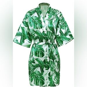 Palm Madera Leaf Printed Robe